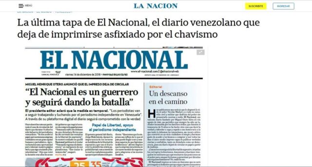 Así titularon los diarios de Latinoamérica la última edición de El Nacional