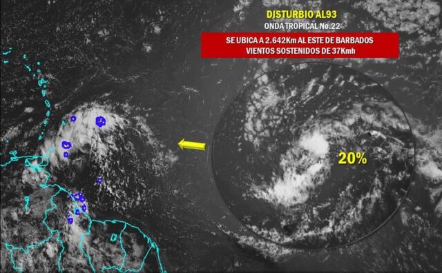 Inameh indicó que la onda tropical número 22 posee tendencia ciclónica