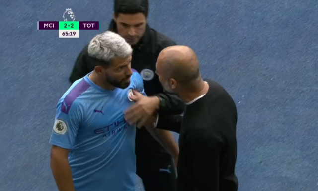 Guardiola y Agüero discutieron en el encuentro ante el Tottenham