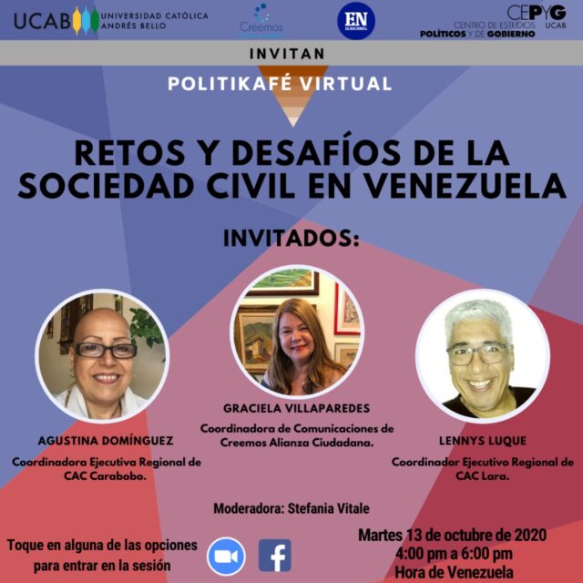 Politikafé de la UCAB abordará  los retos de la sociedad civil en Venezuela
