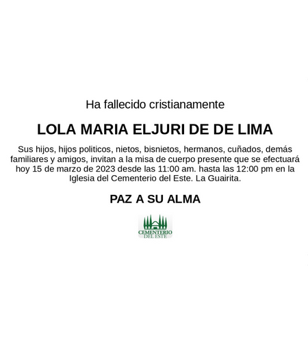 57995 LOLA MARIA ELJURI DE DE LIMA 140323