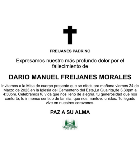 Obituario Darío Manuel Freijanes Morales
