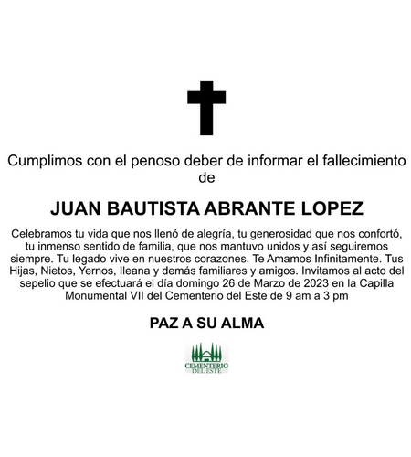 Obituario Juan Bautista Abrante López
