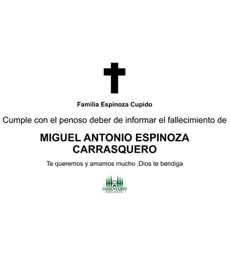 Obituario Miguel Antonio Espinoza Carrasquero