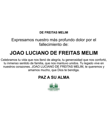 Obituario Joao Luciano De Freitas Melim