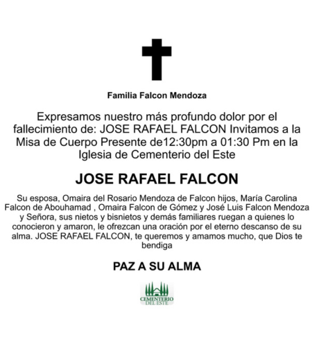 Obituario José Rafael Falcón