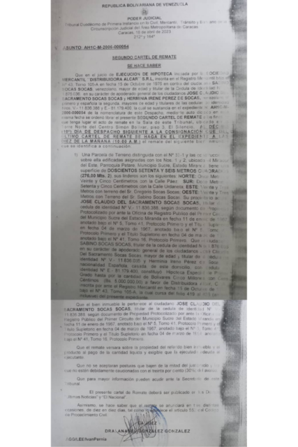 Edicto Ejecución de Hipoteca Distribuidora Alcar S.R.L