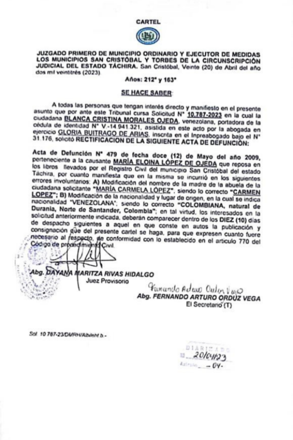 Cartel Blanca Cristina Morales Ojeda