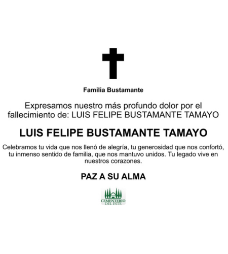 Obituario Luis Felipe Bustamante Tamayo