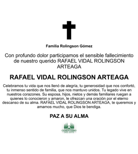 Obituario Rafael Vidal Rolingson Arteaga