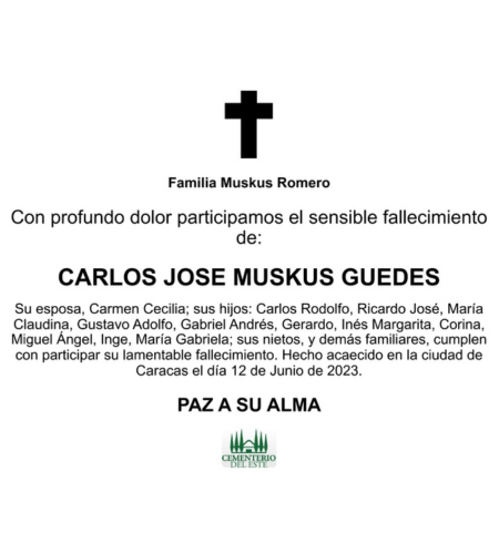 Obituario Carlos José Muskus Guedes
