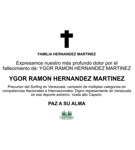 Obituario Ygor Ramón Hernández Martínez