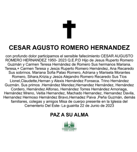 Obituario César Augusto Romero Hernández