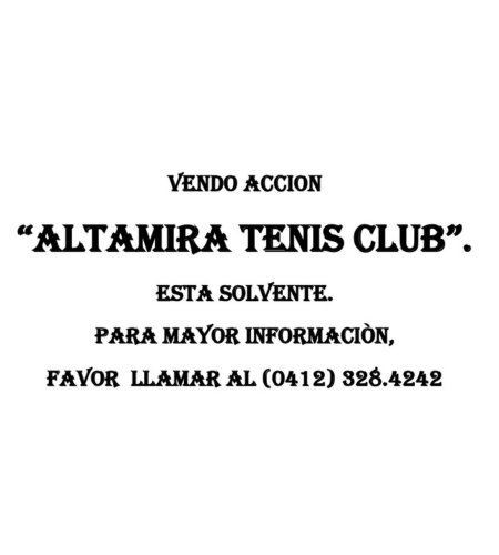 Venta de Acción Altamira Tenis Club