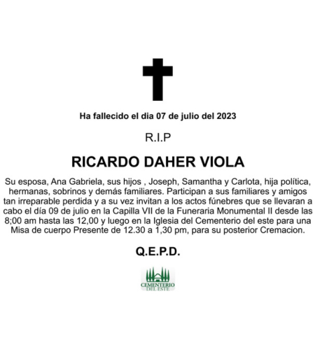 Obituario Ricardo Daher Viola
