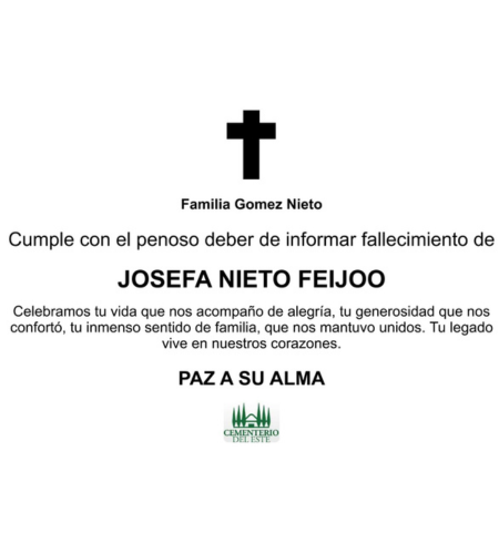 Obituario Josefa Nieto Feijoo