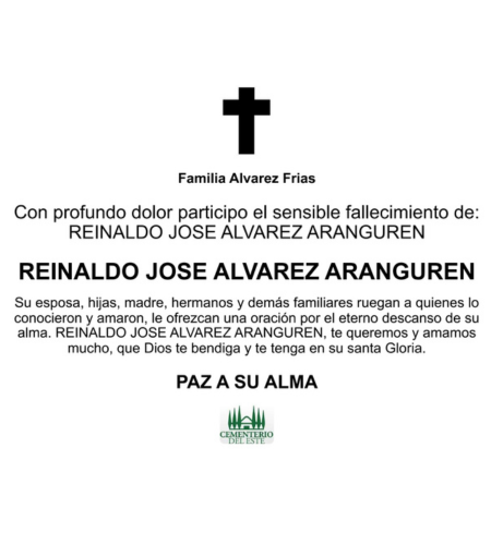Obituario Reinaldo José Álvarez Aranguren
