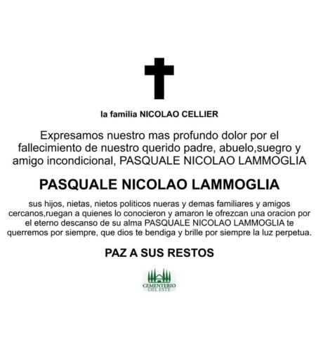 Obituario Pasquale Nicolao Lammoglia