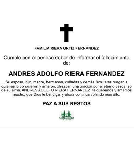 Obituario Andrés Adolfo Riera Fernández