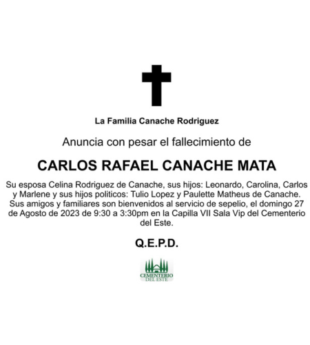 Obituario Carlos Rafael Canache Mata