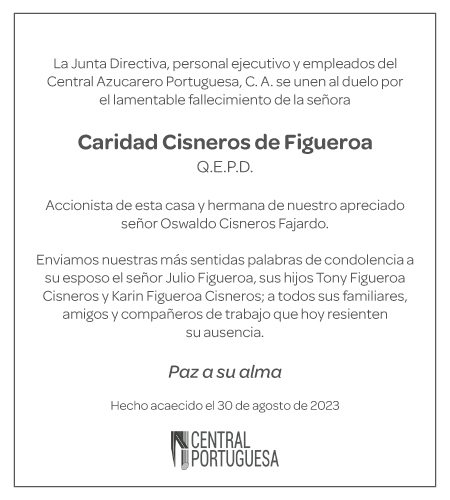 (1) Obituario Caridad Cisneros De Figueroa