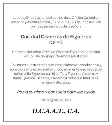(6) Obituario Caridad Cisneros De Figueroa