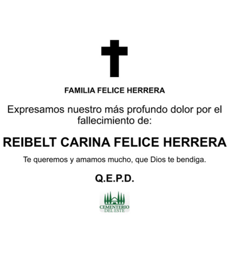Obituario Reibelt Carina Felice Herrera