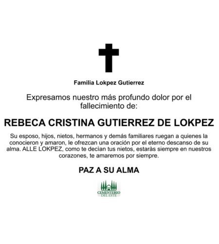 Obituario Rebeca Cristina Gutiérrez Lokpez