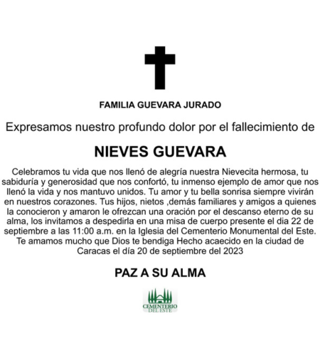 Obituario Nieves Guevara