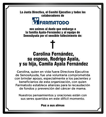 Obituario Carolina Fernández, Rodrígo Ayala y Camila Ayala Fernández