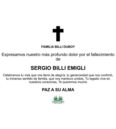 Obituario Sergio Billi Emigli