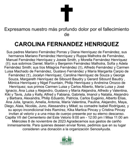 Obituario Carolina Fernández Henriquez