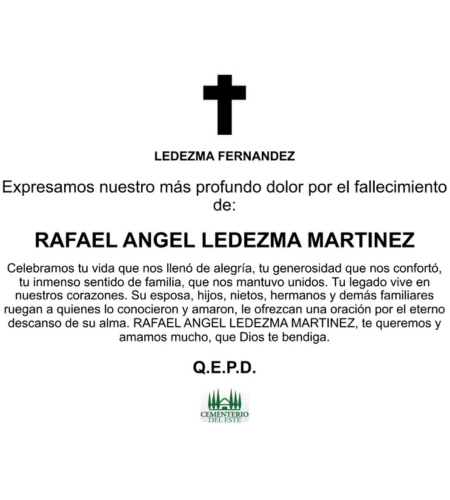 Obituario Rafael Ángel Ledezma Martínez