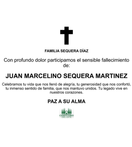 Obituario Juan Marcelino Sequera Martínez