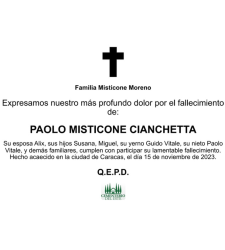 Obituario Paolo Misticone Cianchetta