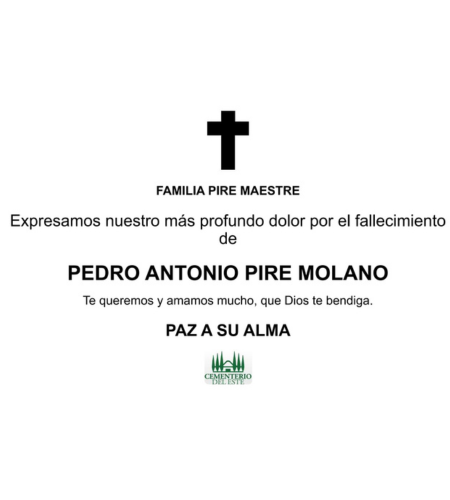 Obituario Pedro Antonio Pire Molano