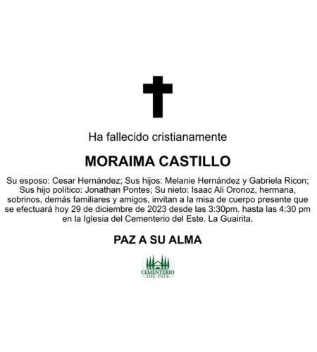 Obituario Moraima Castillo