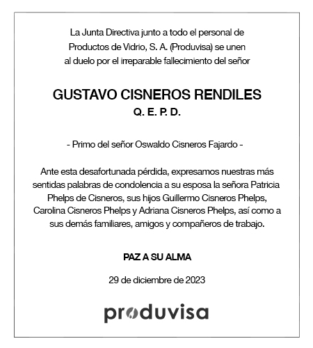 Produvisa 1 Obituarios Gustavo Cisneros 450 x 500px REV