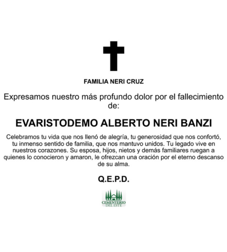Obituario Evaristodemo Alberto Neri Banzi