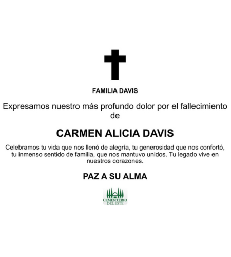 Obituario Carmen Alicia Davis