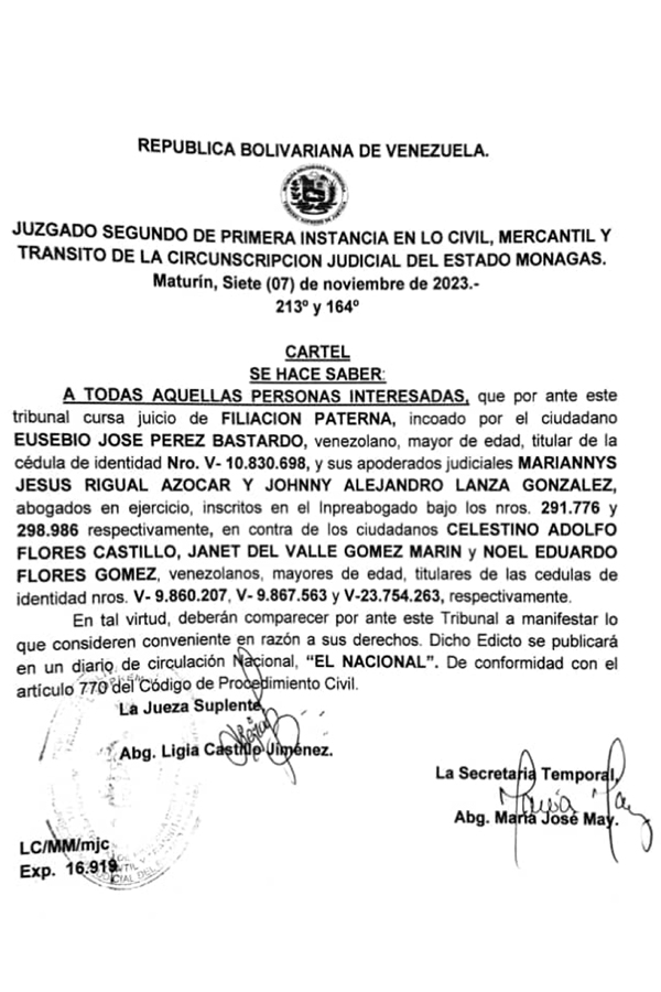 Cartel Eusebio José Pérez Bastardo