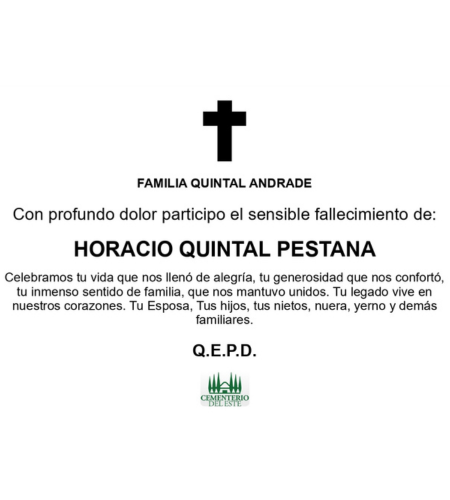 Obituario Horacio Quintal Pestana