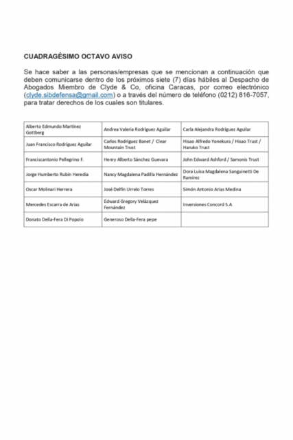 Cuadragésimo Octavo Aviso Despacho de Abogados Clyde & Co