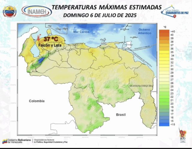 Lluvias, calor extremo y oleaje: el clima que espera a Venezuela este domingo 6 de julio