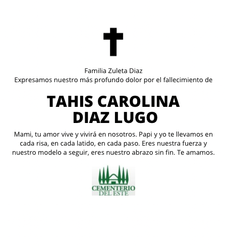 Obituario Tahis Carolina Díaz Lugo