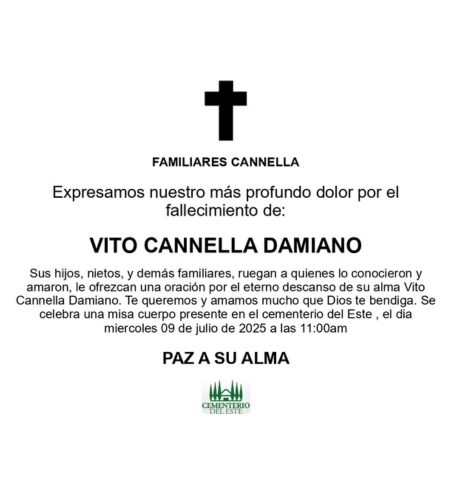 Obituario Vito Cannella Damiano