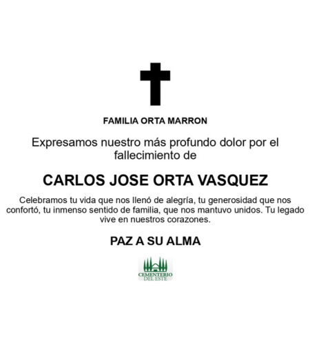 Obituario Carlos José Orta Vasquez