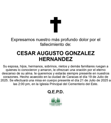 Obituario César Augusto González Hernández