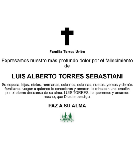 Obituario Luis Alberto Torres Sebastiani