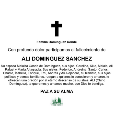 Obituario Alí Domínguez Sánchez